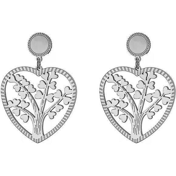 Silver Tree life Heart Statement Vintage Long Summer Earring for Women Jewelry - Picture 1 of 9
